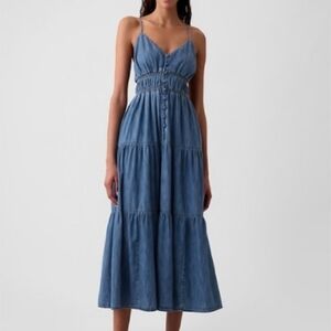 GAP Blue Denim Midi Dress